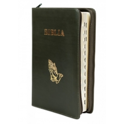 Biblie lux, coperta piele kaki, index pe cotor